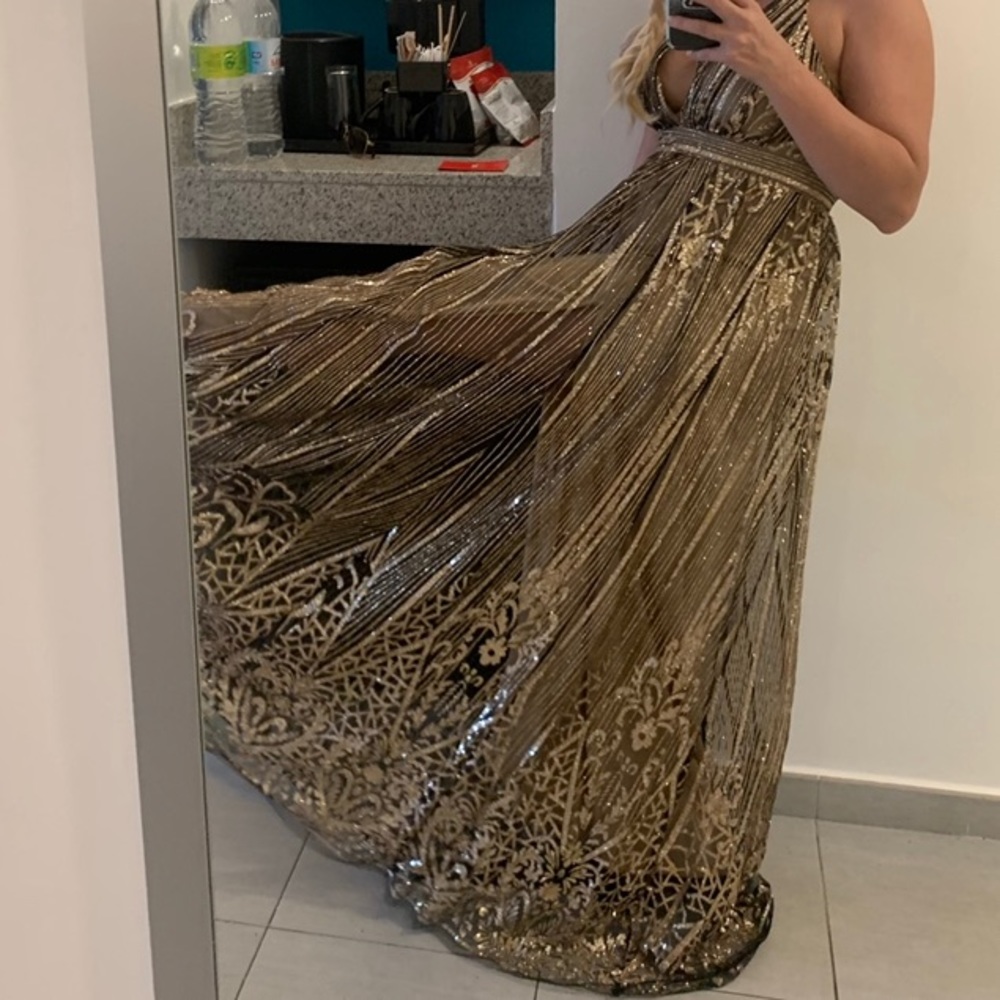 Gold & black sequinned yaya & co maxi dress